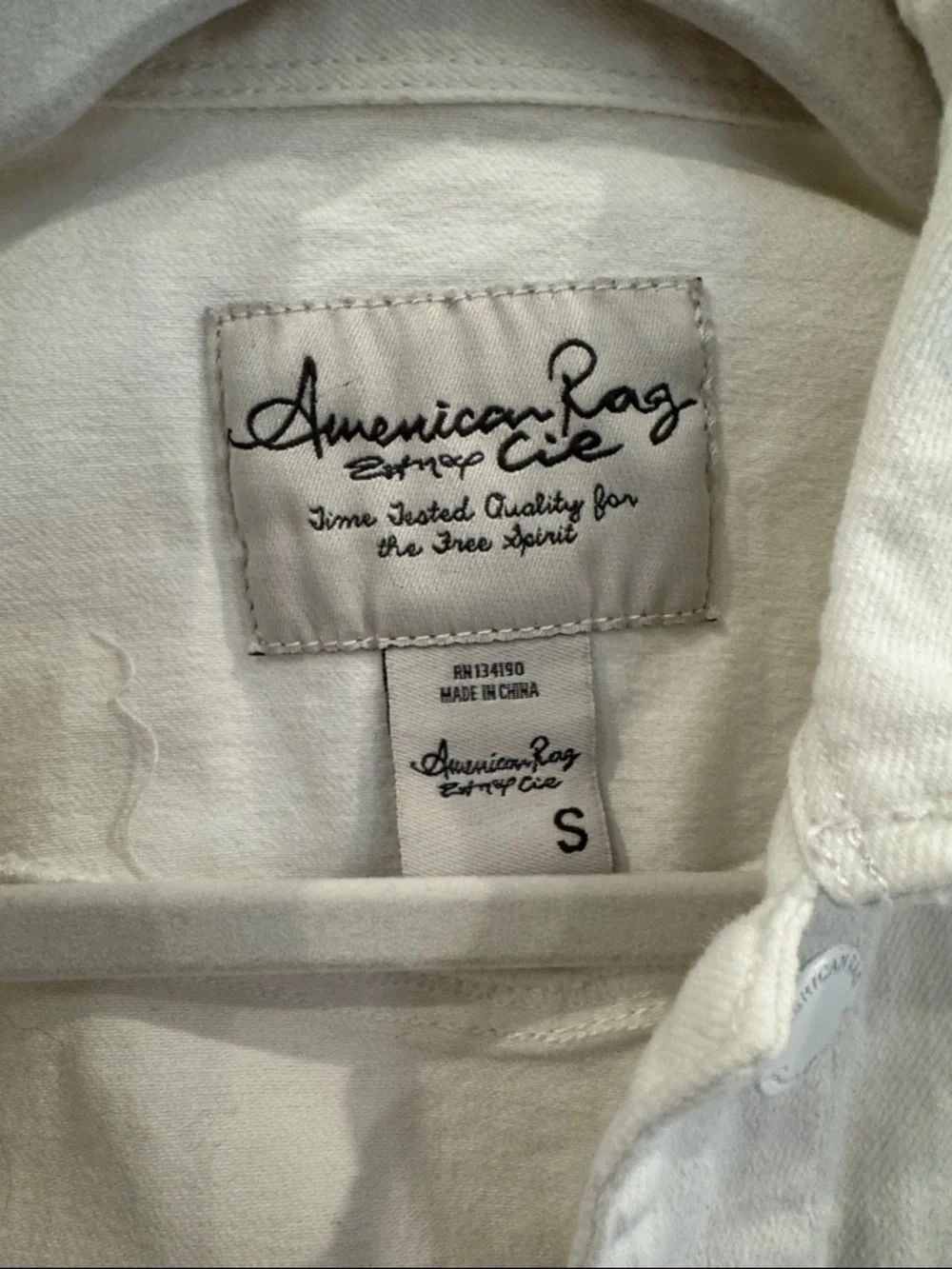 American Rag White Button-Up Cropped Jacket - Picture 2 of 5